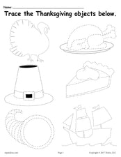 FREE Printable Thanksgiving Tracing Worksheet!