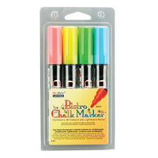 Bistro Fluorescent Chalk Markers, Set of 4 (Red, Blue, Green, Yellow)