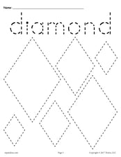FREE Diamonds Tracing Worksheet