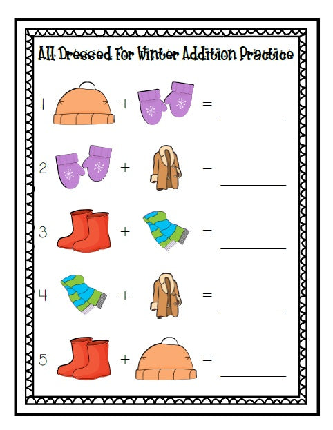 FREE "All Dressed For Winter!" Math Center Activities