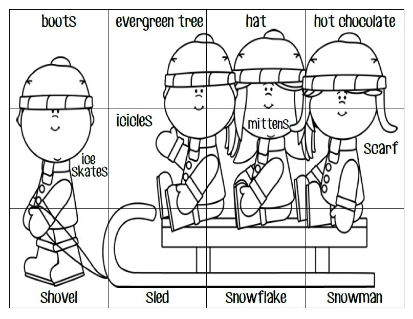 FREE Winter Words ABC Order Puzzle Printable
