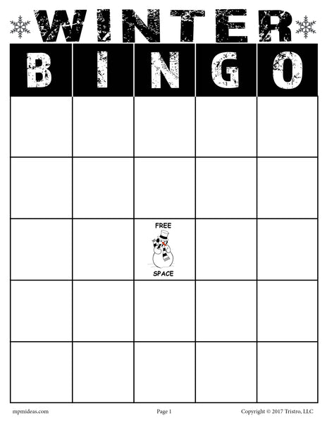 FREE Winter Bingo - Printable Game! – SupplyMe