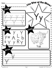 FREE Letter Y Worksheet: Tracing, Coloring, Writing & More!