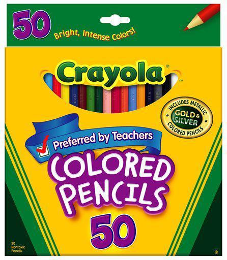 Crayola Colored Pencils, Assorted, Set of 50, Pre-sharpened, Adult