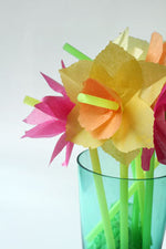 Drinking Straw Tissue Paper Flowers