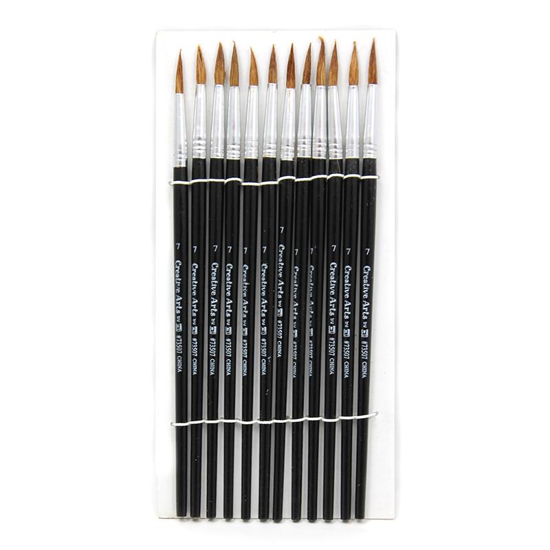 Water Color Pointed Round Brushes, Size #7 (3/4"), Long