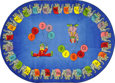 Circus Elephant Parade© Alphabet & Numbers Classroom Rug, 5'4" x 7'8"  Oval