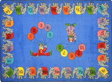 Circus Elephant Parade© Alphabet & Numbers Classroom Rug, 5'4" x 7'8" Rectangle