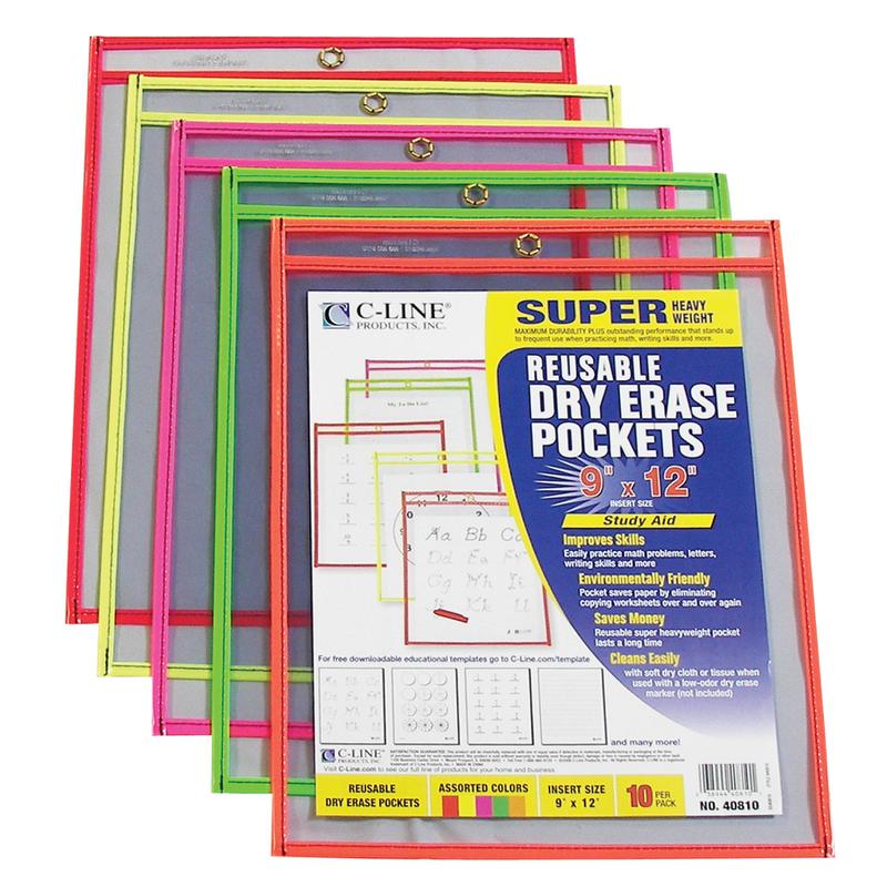 Reusable Dry Erase Pockets 10/Pk