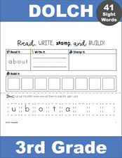 Third Grade Sight Words Worksheets - Read, Write, Stamp, And Build, 5 Variations,  All 41 Dolch 3rd Grade Sight Words, 205 Total Pages