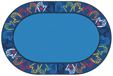 Hands Together Border Classroom Rug, 8' x 12' Oval