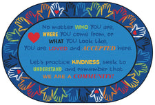 Hands Together Community Classroom Rug, 8' x 12' Oval