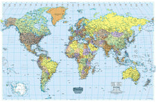 U.S. & World Maps Laminated World Map 50 x 33