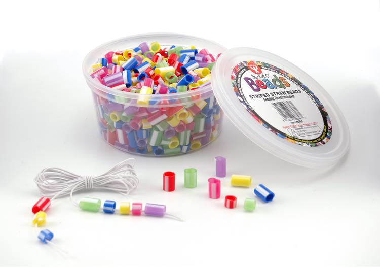 Bucket O` Beads, 100 Striped Straw