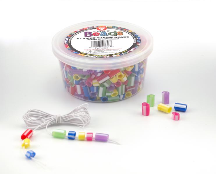 Bucket O` Beads, 100 Striped Straw