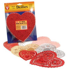 Heart Paper Lace Doilies, 4" Pink