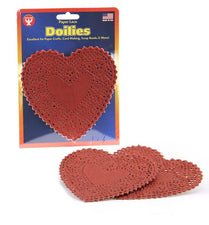 Heart Paper Lace Doilies, 6" Red