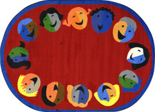 Joyful Faces© Classroom Rug, 5'4" x 7'8"  Oval Red