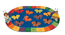 KIDSoft™ 123 ABC Butterfly Fun Circle Time Classroom Rug, 6'9" x 9'5" Oval