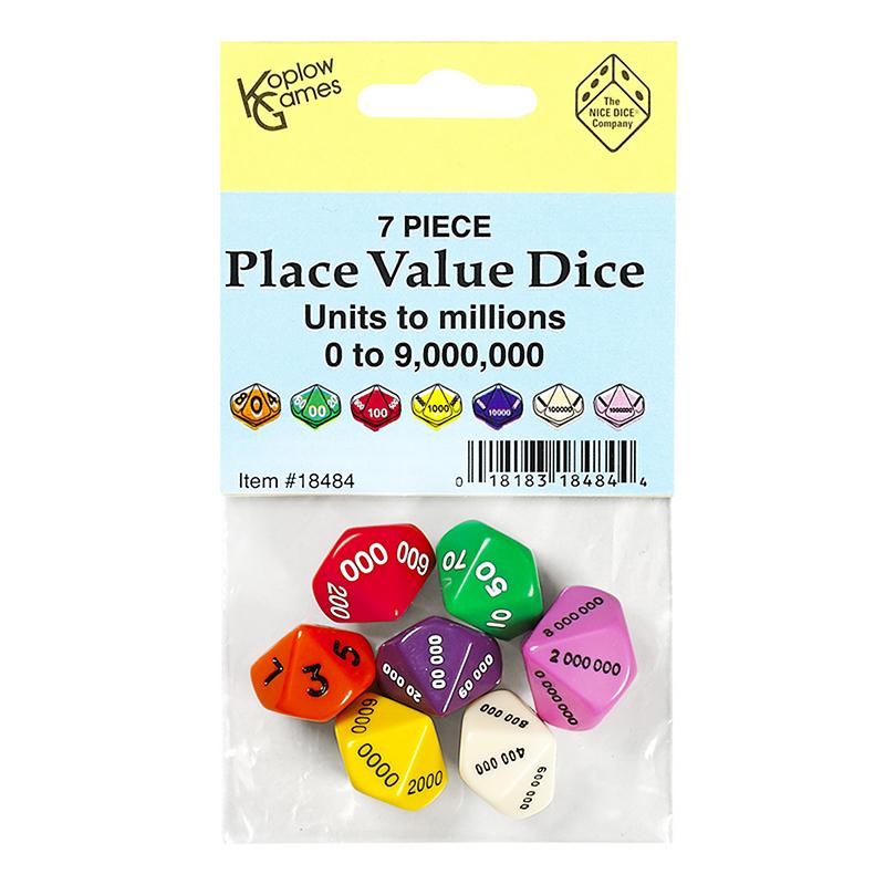 Place Value Dice Set, 7 Pieces