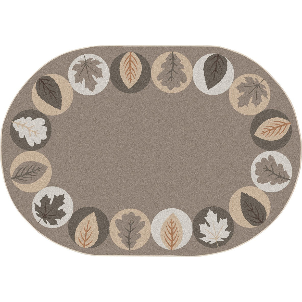 Lively Leaves™ Classroom Circle Time & Seating Rug - Neutral, 5'4" x 7'8" Oval