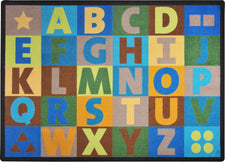 Oversize Alphabet© Earthtone Classroom Circle Time Rug, 7'8" x 10'9" Rectangle