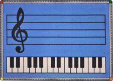 Play Along© Classroom Rug, 5'4" x 7'8" Rectangle Blue w/ keys
