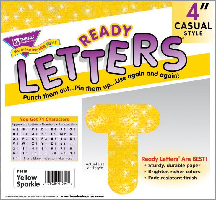 Yellow Sparkle 4-Inch Casual Uppercase Ready Letters®