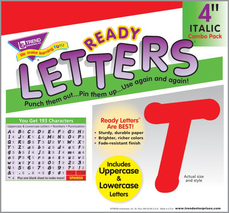 Red 4-Inch Italic Uppercase/Lowercase Combo Ready Letters®