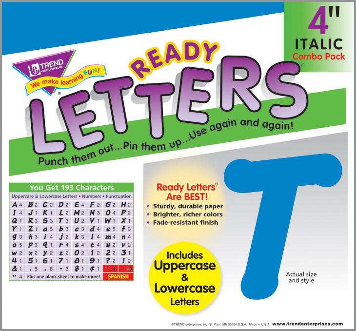 Blue 4-Inch Italic Uppercase/Lowercase Combo Ready Letters®