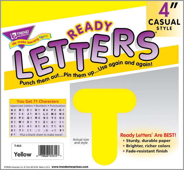 Yellow 4-Inch Casual Uppercase Ready Letters®