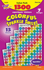 Colorful Sparkle Smiles superSpots® Stickers Value Pack