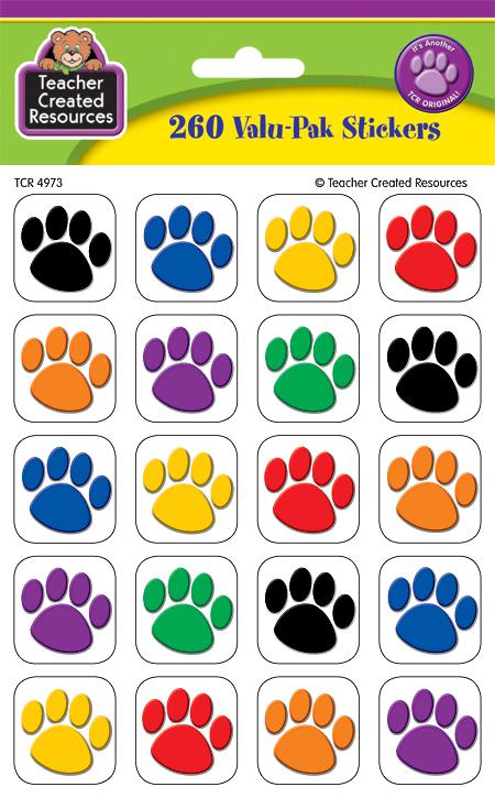 Colorful Paw Prints Stickers Valu-Pak