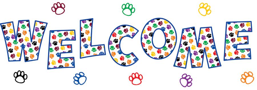 Colorful Paw Prints Welcome Bulletin Board Set