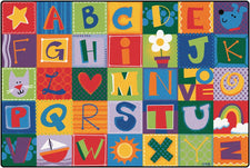 KIDSoft™ Toddler Alphabet Blocks Classroom Circle Time Rug, 8' x 12' Rectangle