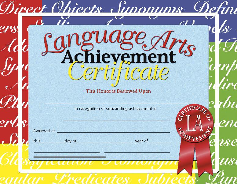 Hayes School Publishing Language Arts Achievement Certificates