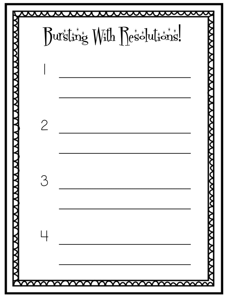 Bursting With Resolutions! - New Years Writing Activity & Bulletin Board