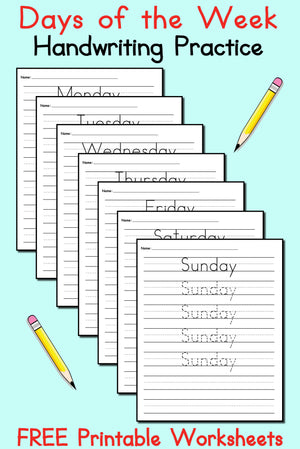 7 Days of the Week Handwriting Worksheets!