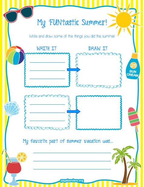 "My 'FUN'tastic Summer!" Printable Worksheet