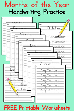 12 Months of the Year Handwriting Worksheets!