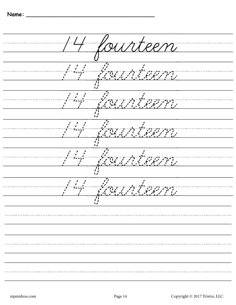 Cursive Handwriting & Number Tracing Worksheets 1-20 – SupplyMe