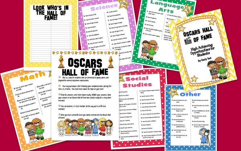 Oscar's Hall of Fame: Inspiring Higher Level Thinking Learning!