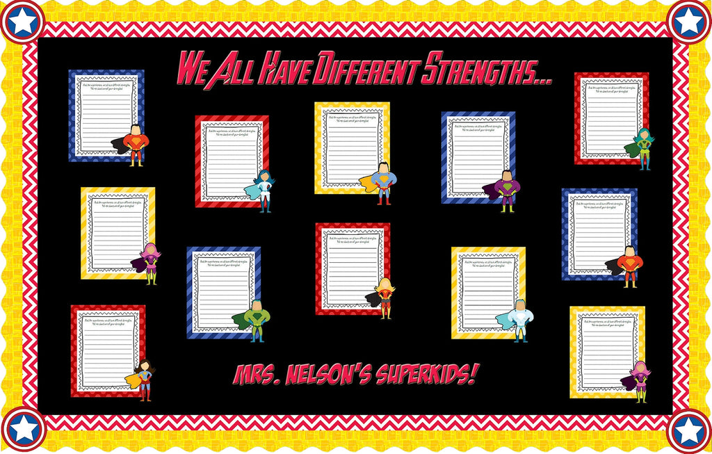 We All Have Different Strengths... - Superhero Writing Display
