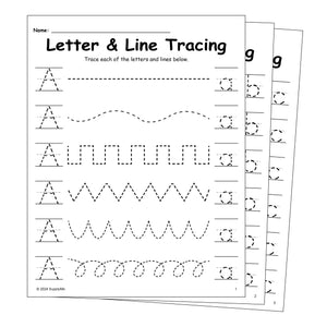 26 Letter Tracing Worksheets With Line Tracing, Uppercase And Lowercase Letters A-Z