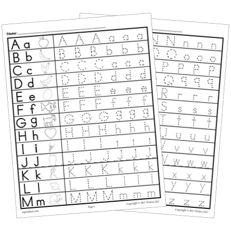 Alphabet Tracing Worksheets Letters A to Z Uppercase and Lowercase Letters