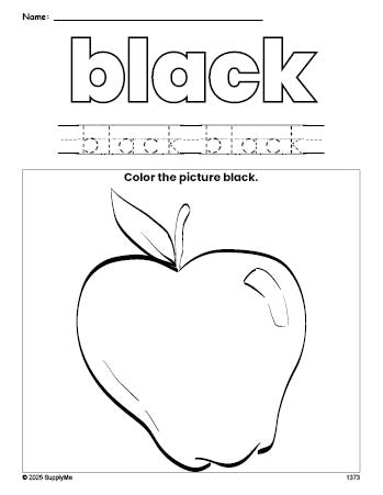 FREE Apple Color Black Coloring Page and Color Worksheet, Black ...