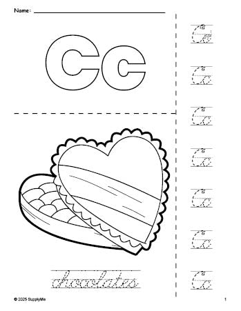 FREE Printable Chocolates Valentine's Day Coloring Page and Cursive ...