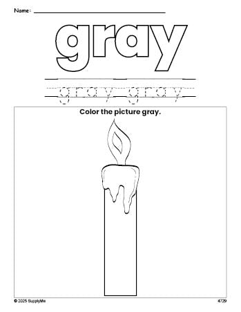 FREE Christmas Candle Color Gray Coloring Page and Color Worksheet ...