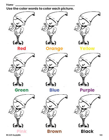 FREE Christmas Elf Coloring Page and Color Worksheet for Preschoolers ...