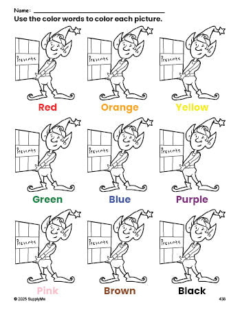 FREE Christmas Elf Coloring Page and Color Worksheet for Preschoolers ...
